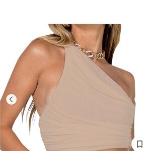 One-Shoulder Beige Crop Top